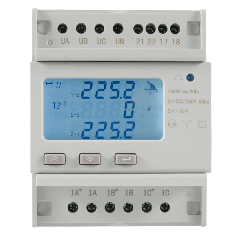 Three-phase energy meter with a display for current transformer - Certificate MID